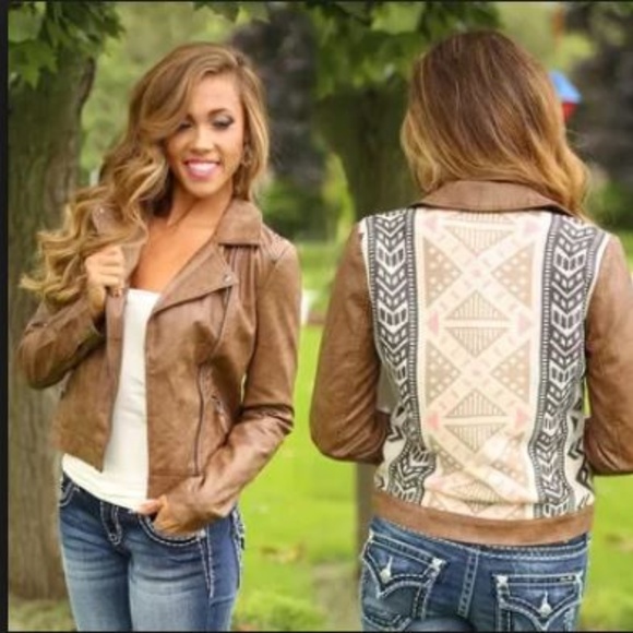 blu pepper Jackets & Blazers - Blue Pepper Trail Tribal vegan leather jacket M